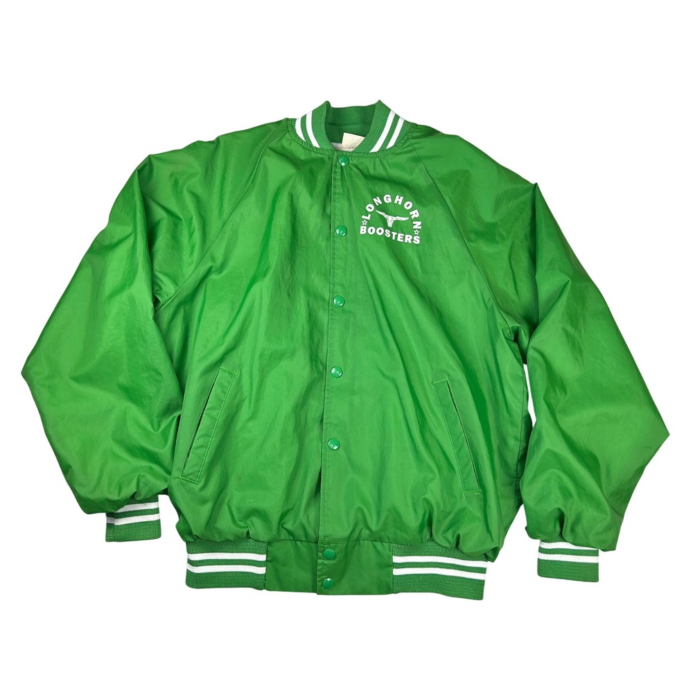 Vintage Auburn Sportswear Longhorn Boosters Green Nylon Varsity Jacket Mens L